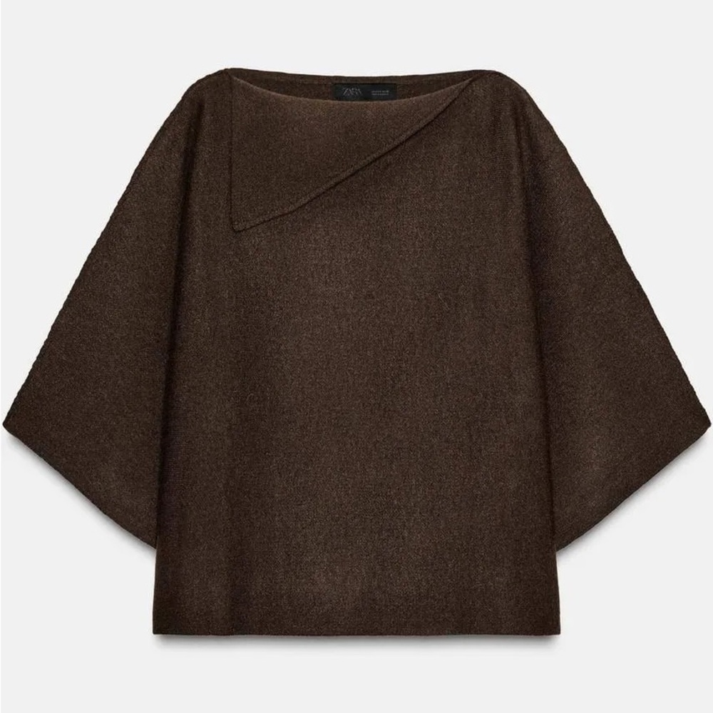 Zara Dark Brown Asymmetrical Top